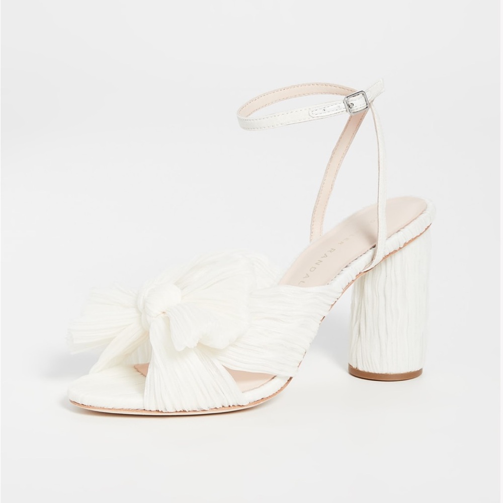 🤍Loeffler Randall Camellia Pleated Pearl Bow Heels